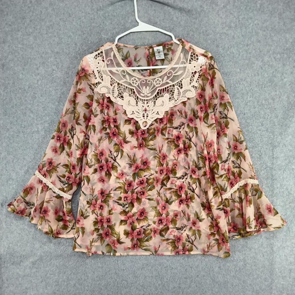 Lauren Conrad Blouse Disney Snow White Womens Size XL Multicolor Floral